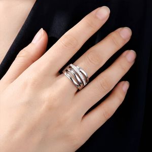 Women's Rhodium Plated Stainless Steel Eternity Band <b>Rings</b> With <b>Cubic</b> <b>Zirconia</b> Pave Setting Classic <b>Wedding</b> Engagement <b>Ring</b> - Product Image 1