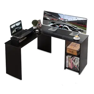Компьютерный угловой стол L-образной формы, игровой стол для большого пространства, современный деревянный стол для дома и офиса, для письма, обучения, работы с хранилищем