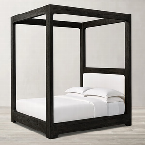 <span class=keywords><strong>Lit</strong></span> à baldaquin RH DAVOS en tissu chêne, taille Queen/King, cadre en bois massif, tête <span class=keywords><strong>de</strong></span> <span class=keywords><strong>lit</strong></span> rembourrée blanche, <span class=keywords><strong>lit</strong></span> mural traditionnel - Product Image 4