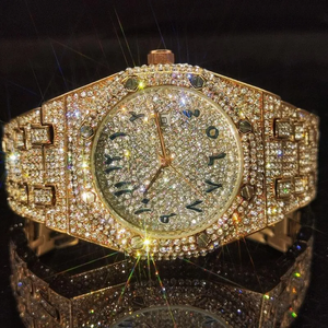 2025 moda di alta qualità Bling Bling orologi al quarzo Hip Hop ghiacciato oro <span class=keywords><strong>argento</strong></span> oro rosa <span class=keywords><strong>orologio</strong></span> popolare per gli uomini delle donne - Product Image 2