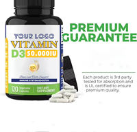 Vitamine D3 50000UI, renforce le système immunitaire, soutient la santé des os, favorise la protection antioxydante des tissus musculaires, 120 gélules pour nouveau-nés
