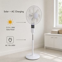Ventilateur de sol portable solaire SL-8168 de 16 pouces avec batterie rechargeable, charge AC/solaire, oscillation, télécommande et écran LED