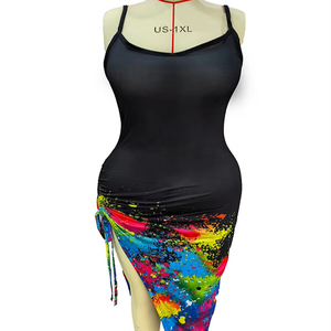 Robes d'été sexy sans manches tie-dye pour femmes, en fibre de polyester, style moulant, vente en gros à prix réduit - Product Image 6