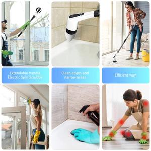 Brosse de nettoyage sans fil 9-en-1 réglable et détachable avec long manche pour voiture, toilettes, cuisine et maison - Product Image 5