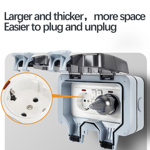 IP66 16Amp 2 Gang cubierta de toma de corriente conmutada <span class=keywords><strong>doble</strong></span> exterior impermeable enchufes de pared eléctricos <span class=keywords><strong>enchufe</strong></span> de la UE para uso residencial - Product Image 4