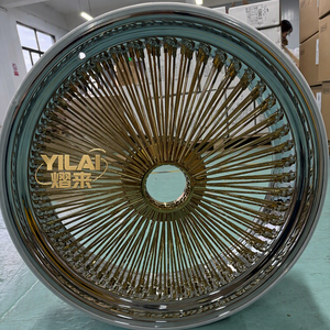 Cerchi a Raggi Cromati Personalizzati da 15, 16, 17, 18, <span class=keywords><strong>20</strong></span>, 22 Pollici, 20x8, 22x8, 5x5, 5x4.5, 5x4.75, con Centro Dorato e <span class=keywords><strong>100</strong></span>/150 Raggi - Product Image 3