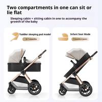 Poussette haute pour bébé, 3 en 1, avec siège auto, permettant de s'asseoir et de se coucher