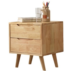 Solid Wood Nightstand 2 <b>Drawer</b> Nordic Style Bedroom Storage Cabinet - Product Image 3