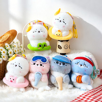 Jolie poupée en peluche en forme de phoque animal marin, breloque de sac, porte-clés et figurine en polyester, 16 cm, unisexe