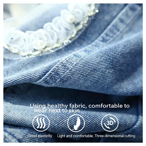 Veste en jean unie décontractée avec nœud papillon pour <span class=keywords><strong>fille</strong></span>, coton écologique d'automne - Product Image 5