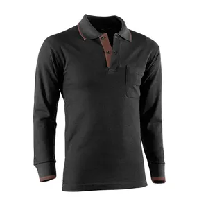 Polo - 691 XS Flex - Colore: Nero / Marrone - Polo in piqué a maniche lunghe con tasca sul petto e chiusura in velcro. / 97% - Product Image 1