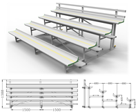 Tribunes en aluminium à 3 rangées, mobiles et portables, pour terrain de football scolaire LD-3