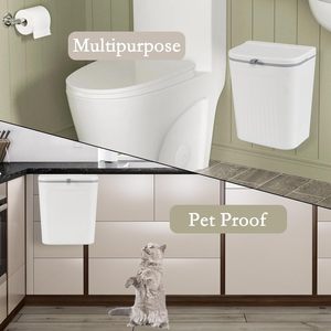 Cubo de basura de plástico de un solo nivel de gama alta montado en la pared con tapa impermeable de hendidura estrecha grande para uso en el baño de la cocina - Product Image 3