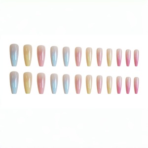Vente en gros de <span class=keywords><strong>faux</strong></span> ongles longs carrés en acrylique à couverture complète, dégradé <span class=keywords><strong>pastel</strong></span> nude vers rose/jaune/<span class=keywords><strong>bleu</strong></span>, pour un usage quotidien - Product Image 4