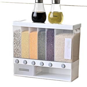 Hộ Gia Đình Nhà Bếp Lưu Trữ Tổ Chức Công Suất Lớn PP 6 Lưới Treo Tường Gạo Dispenser Ngũ Cốc Thực Phẩm Khô Container - Product Image 5