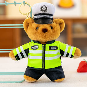 Osos de Peluche Suaves y Adorables al por Mayor, Oso <span class=keywords><strong>Bombero</strong></span> con Gorra, Juguetes de Peluche de Policía, Llaveros de Osos de Peluche - Product Image 4