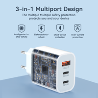 Adaptateur de voyage multi-appareils à charge rapide PD QC3.0 45W 2C1A avec double port Type-C et un port USB-A pour la vente en gros