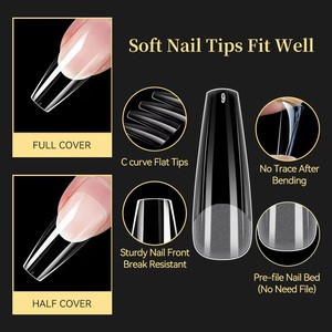 BORN PRETTY Puntas de <span class=keywords><strong>Uñas</strong></span> 550pcs Pre-Grabadas de Gel Suave, Media Mate, Cobertura Completa, <span class=keywords><strong>Uñas</strong></span> Postizas a Presión, <span class=keywords><strong>Uñas</strong></span> Acrílicas Transparentes - Product Image 3