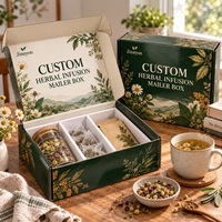 Boîte d'expédition personnalisée brillante en carton ondulé E pour infusions à base de plantes, avec insert en papier pour l'emballage du thé