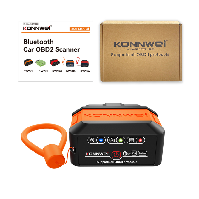 2026 KONNWEI KW906 Bluetooth 5.2 OBD2 Scanners ELM327 V1.5 OBDII Fault Diagnostic Tool for Android/IOS Code Reader