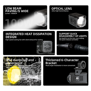 Faro Delantero <span class=keywords><strong>LED</strong></span> Mini X6 de 100W de Doble Color para Motocicleta, <span class=keywords><strong>Luz</strong></span> <span class=keywords><strong>Antiniebla</strong></span> de 1 Lente, <span class=keywords><strong>Luz</strong></span> de Carretera, Resistente al Agua IP68 - Product Image 3