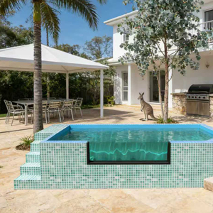 Contemporary Swimming <b>Pool</b> with Glass Tile Interior and Cantilevered Concrete Coping <b>Pool</b> - Product Image 1