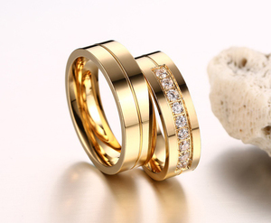 18K 골드 다이아몬드 커플 반지 여성용 웨딩 링 선물용 - Product Image 3