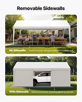 Abri de voiture 10x20 pieds, structure en acier galvanisé, toit en pente, portes latérales amovibles, robuste, protection UV