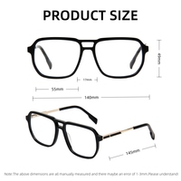 JNLOO Montura de Gafas Nueva con Diseño de Contraste de Doble Viga, Espejo Óptico Unisex de Aro Completo Cuadrado, a la Moda, con Empalme Negro y Dorado