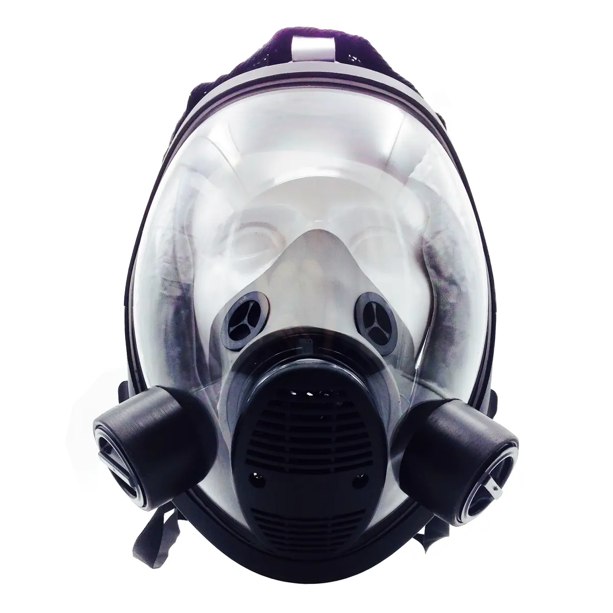 Spherical full-face mask silicone safety gas mask with double protection filter for firefighting