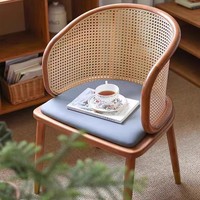Chaise de salle à manger en rotin de luxe à lumière rétro simple fauteuil simple en bois massif pour café maison bureau hôtel