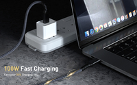 Kabel VCOM USB 4.0 Kompatibel Thunderbolt 3 Kecepatan Super 40Gbps Data USB4 Tipe C 20V 5A 100W Kabel Pengisian Cepat