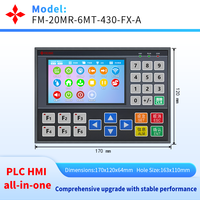 Écran LCD couleur 4,3 pouces PLC tout-en-un, compatible FX1S-20MR, 2 canaux d'impulsions intégrés 100 kHz pour moteur pas à pas et driver