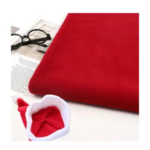 Red and White Christmas Santa hat fabric festival costume single faced polar fleece fabric