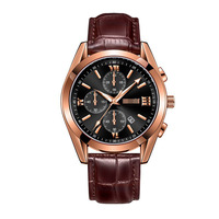Montre pour homme en cuir imperméable haut de gamme à quartz
