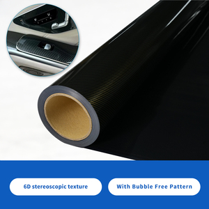 Película de <span class=keywords><strong>fibra</strong></span> de carbono 6D de alto brillo, Pegatina autoadhesiva negra para revestimiento de coche, vinilo de protección Interior antiarañazos para vehículos - Product Image 6