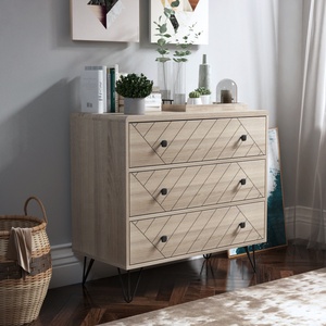 Moderno autoportante soggiorno camera da <span class=keywords><strong>letto</strong></span> gamba in metallo armadio in legno 3 cassetti comò, cassettiera in legno comò - Product Image 1