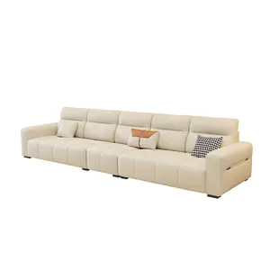 Modern and stylish large-sized five-seater cat claw leather sofa set modern