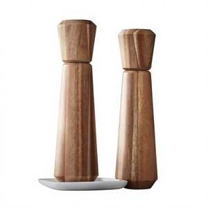 Molinos de Sal y Pimienta Ecológicos de Madera de Acacia, con Perilla Giratoria, Recargables, Manuales, de Empuje y Tracción - Product Image 4
