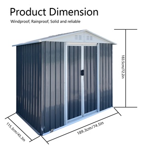 Abri <span class=keywords><strong>de</strong></span> jardin en métal gris avec <span class=keywords><strong>porte</strong></span> coulissante 6x4 pieds, résistant aux intempéries – Offre spéciale - Product Image 5
