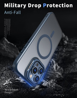 Free Your Hand Armor Coque de téléphone magnétique transparente en acrylique mat avec revêtement en caoutchouc pour iPhone 16 Pro Max Support d'objectif en métal
