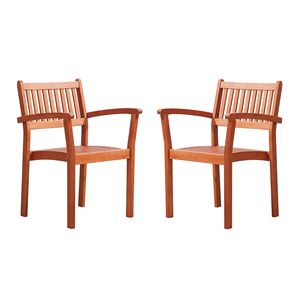 Ensemble de 2 fauteuils de patio empilables en bois brun rougeâtre DB Caladesi - Product Image 4