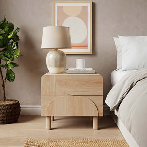 Table de <span class=keywords><strong>chevet</strong></span> moderne minimaliste en bois Nordica, chêne clair, 2 tiroirs, style <span class=keywords><strong>scandinave</strong></span>, pour chambre à coucher, lot de 2 - Product Image 2