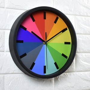 Round Quartz Analog Wall <b>Clock</b> Colorful Needle Display <b>Battery</b> Powered Plastic Resin Single Face for Living Room Decor - Product Image 3