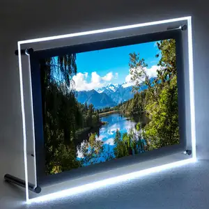 A2 A3 Single Side Slim Acrylic Crystal Led Movie Poster Frame Advertising Light Box Shop Signs