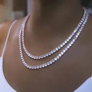 Mode-sieraden Groothandel Party Gifts Clear Crystal Tennis Choker Ketting Ketting Vergulde