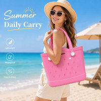 Sac fourre-tout tendance en EVA à bords festonnés, ensemble de 3 tailles, motif éclair, panier de plage imperméable, sac de voyage parent-enfant lavable