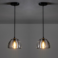 Luminaire suspendu industriel en métal noir, abat-jour en cristal K9 transparent, fil réglable, LED AC 2700K, blanc chaud doux AC