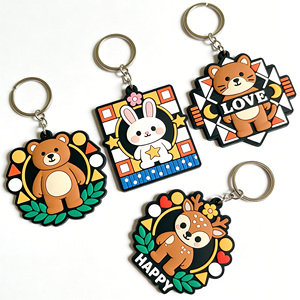 Stylish 2D Printing PVC Rubber Keychain Lightweight Bag Pendant <b>Creative</b> Small <b>Gift</b> for Students - Product Image 3