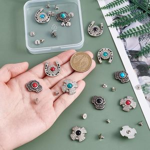 NBEADS Pcs Alloy Decorative Rivets Screw Back Buttons Horseshoe Vintage Turquoise Rivets For Leather Clothes Bag <b>Purse</b> Craft - Product Image 3